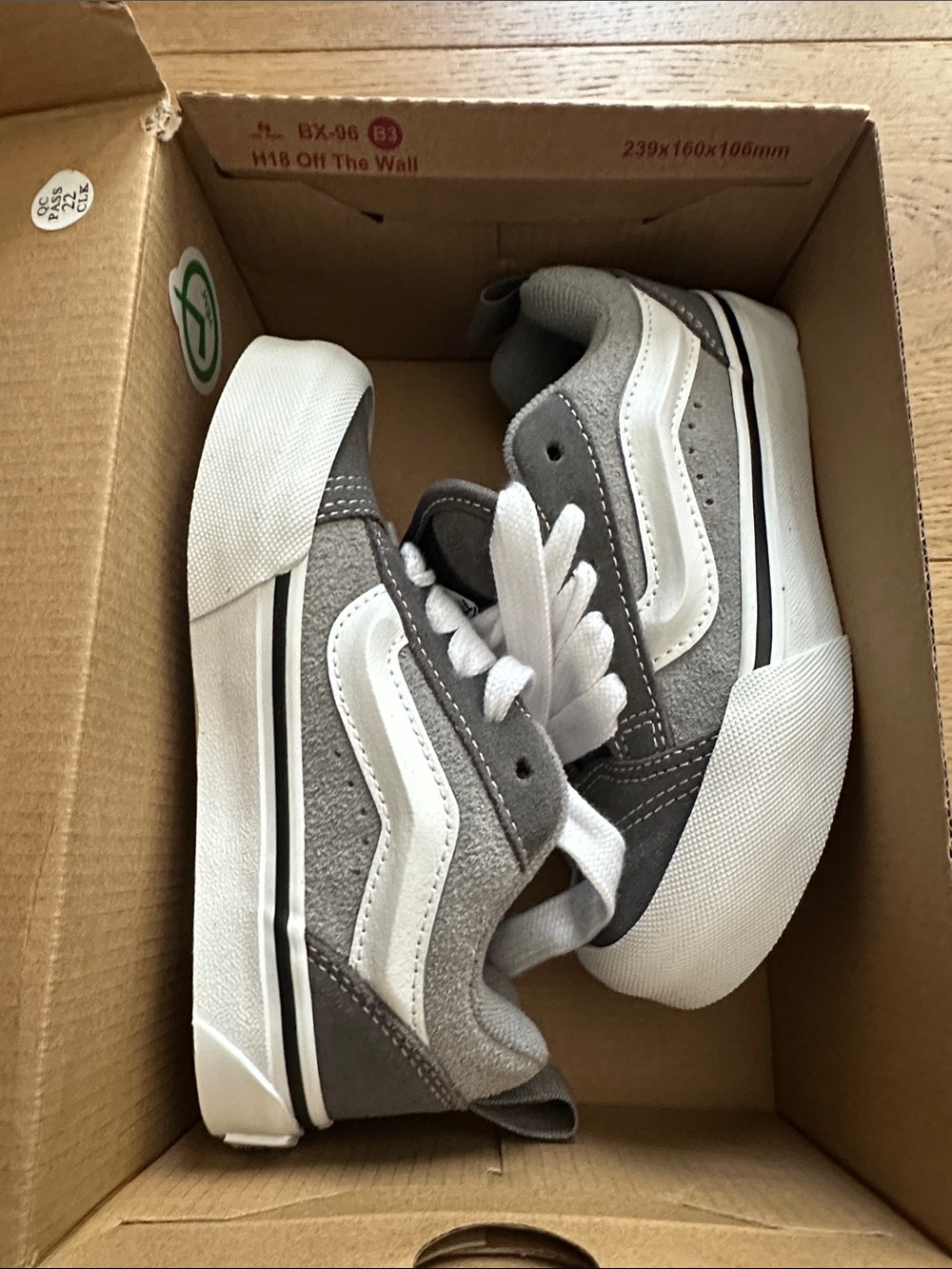 Vans Kids Gray and White Low-Top Sneakers with Classic Side Stripe